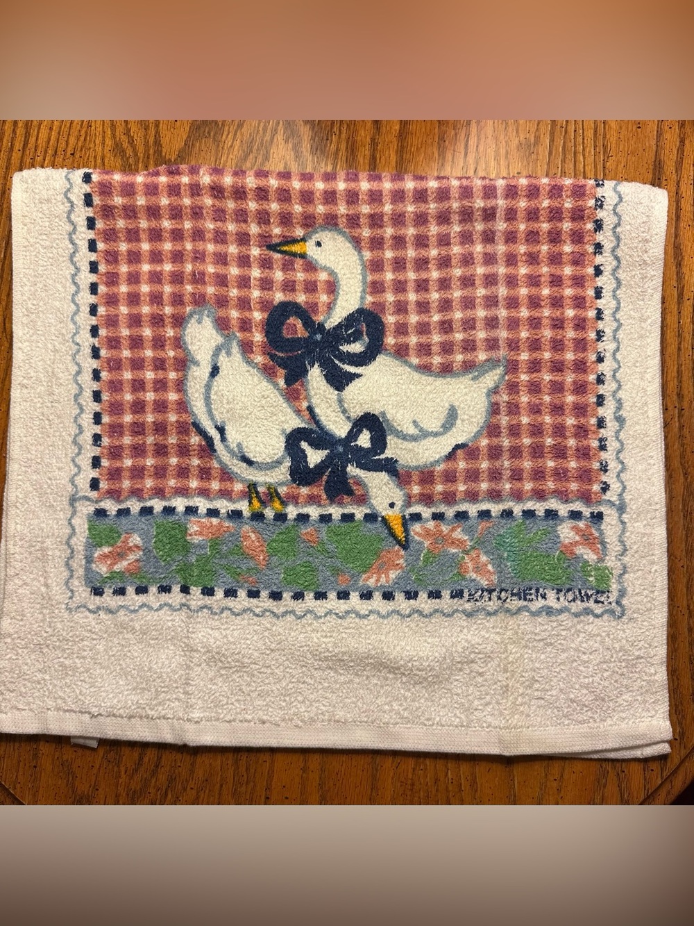 Country Ribbon Geese Kitchen Towel